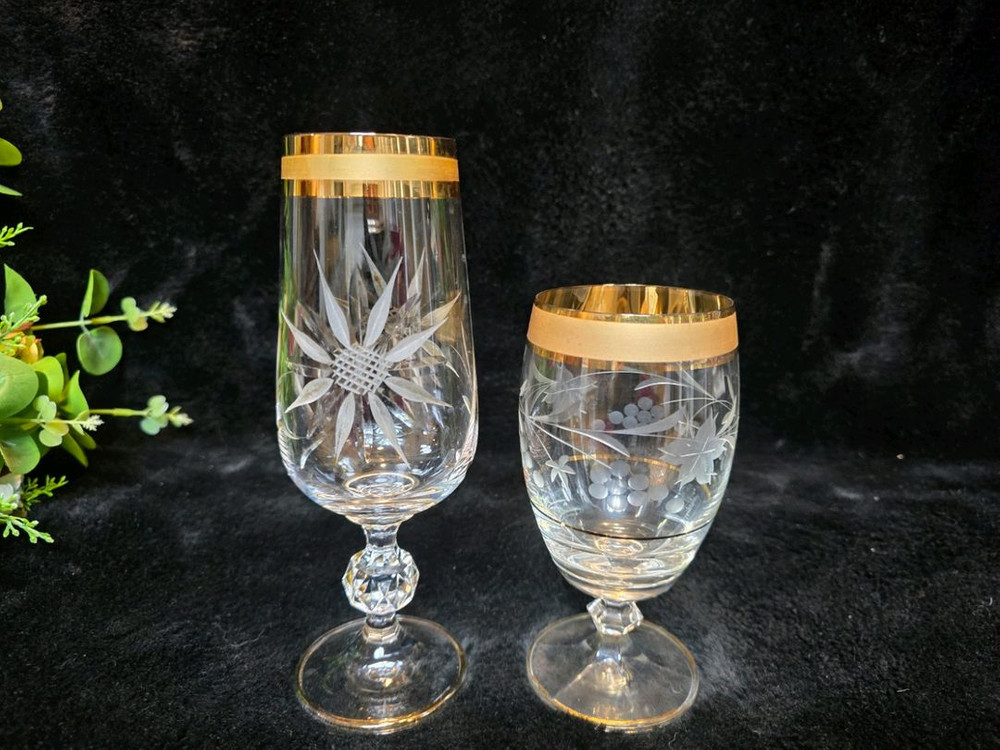 체코 앤틱 보헤미아 엘레강스 금장 글라스 5점 이미지