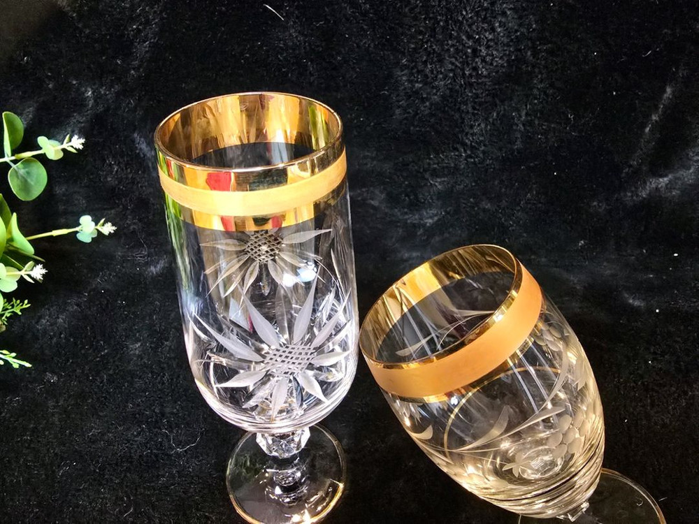 체코 앤틱 보헤미아 엘레강스 금장 글라스 5점 이미지