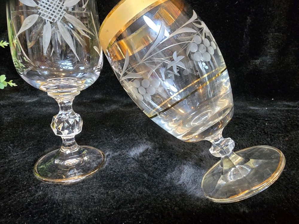 체코 앤틱 보헤미아 엘레강스 금장 글라스 5점 이미지