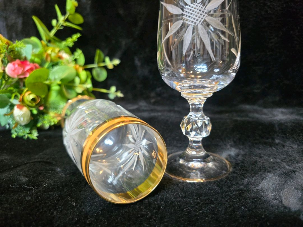 체코 앤틱 보헤미아 엘레강스 금장 글라스 5점 이미지