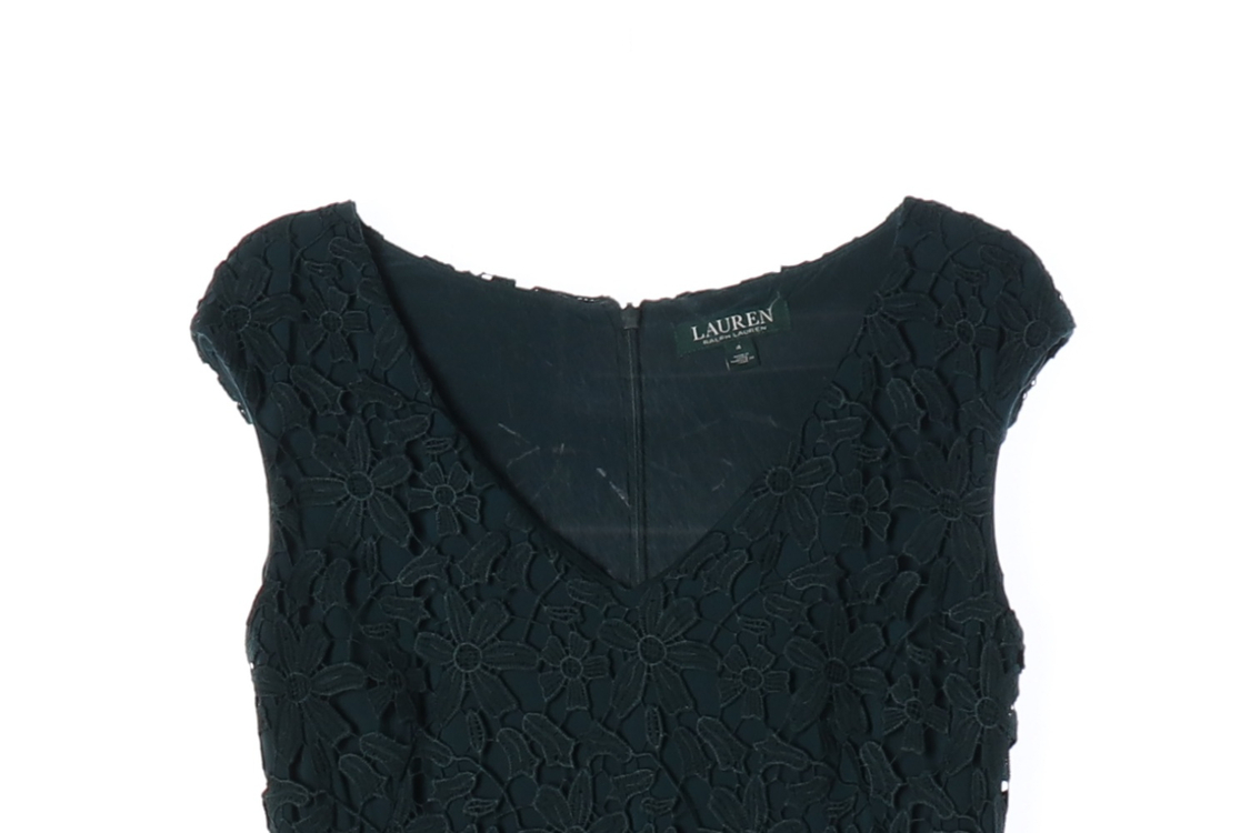 로렌 랄프 로렌 플로럴 레이스 브이넥 슬리브리스 원피스 딥그린 이미지