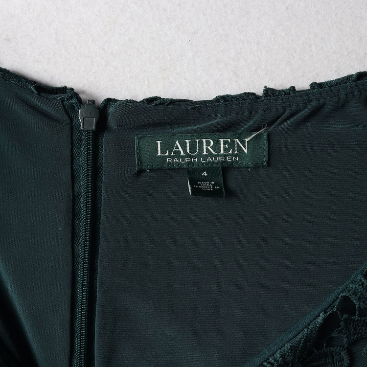 로렌 랄프 로렌 플로럴 레이스 브이넥 슬리브리스 원피스 딥그린 이미지