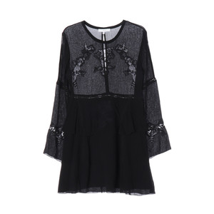 IRO 이로 실크 쉬폰 티어드 캉캉 긴팔 미니 원피스 드레스 이미지