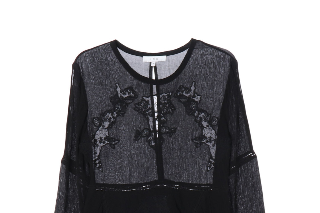 IRO 이로 실크 쉬폰 티어드 캉캉 긴팔 미니 원피스 드레스 이미지