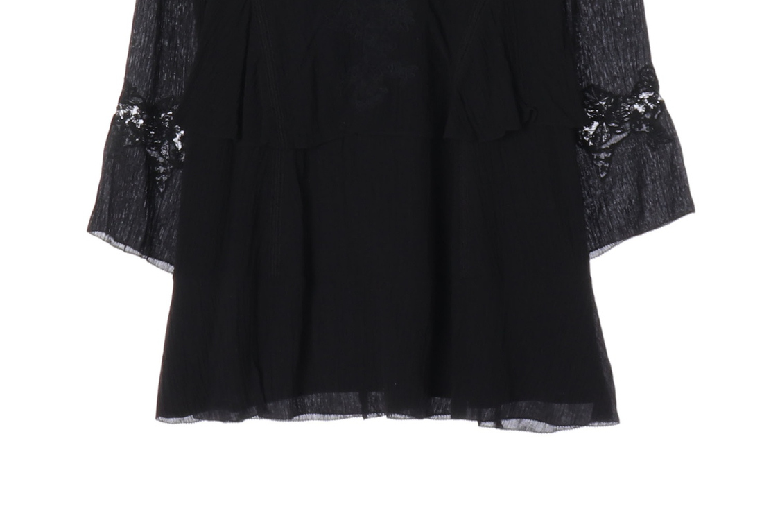 IRO 이로 실크 쉬폰 티어드 캉캉 긴팔 미니 원피스 드레스 이미지