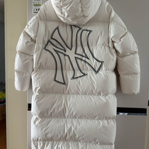 MLB 베이직 메가로고 후드 롱패딩 화이트 라지 이미지