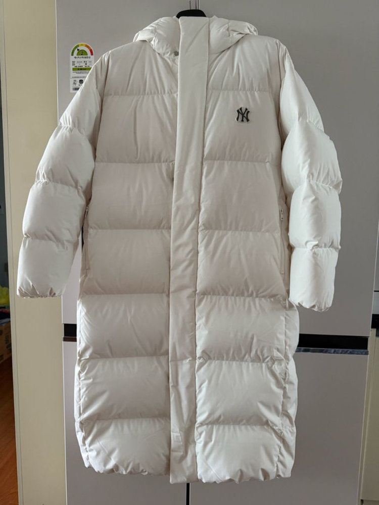 MLB 베이직 메가로고 후드 롱패딩 화이트 라지 이미지