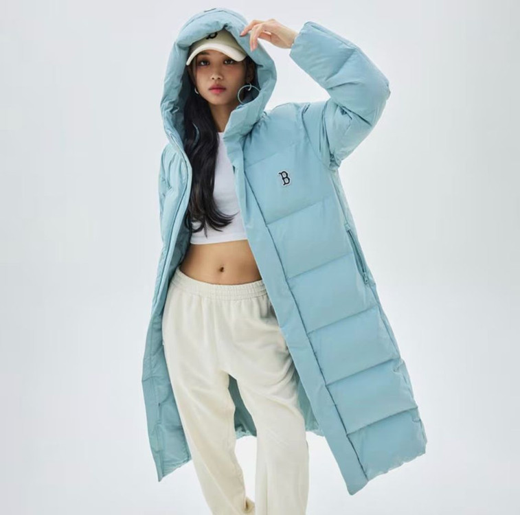 MLB 베이직 메가로고 후드 롱패딩 화이트 라지 이미지