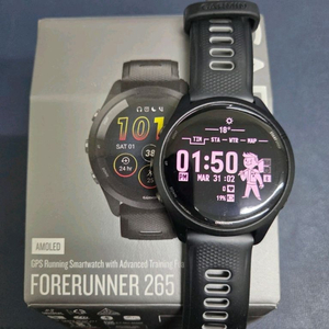 가민 포러너 265 블랙 GPS 스마트워치 이미지