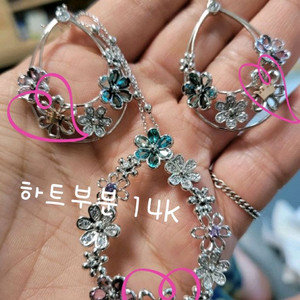 제이에스티나 14k+s925 믹스 목걸이 귀걸이 세트 이미지