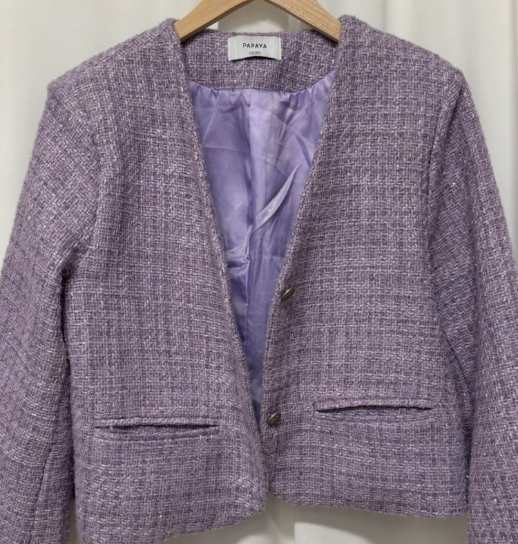 파파야 퍼플 트위드 자켓 이미지