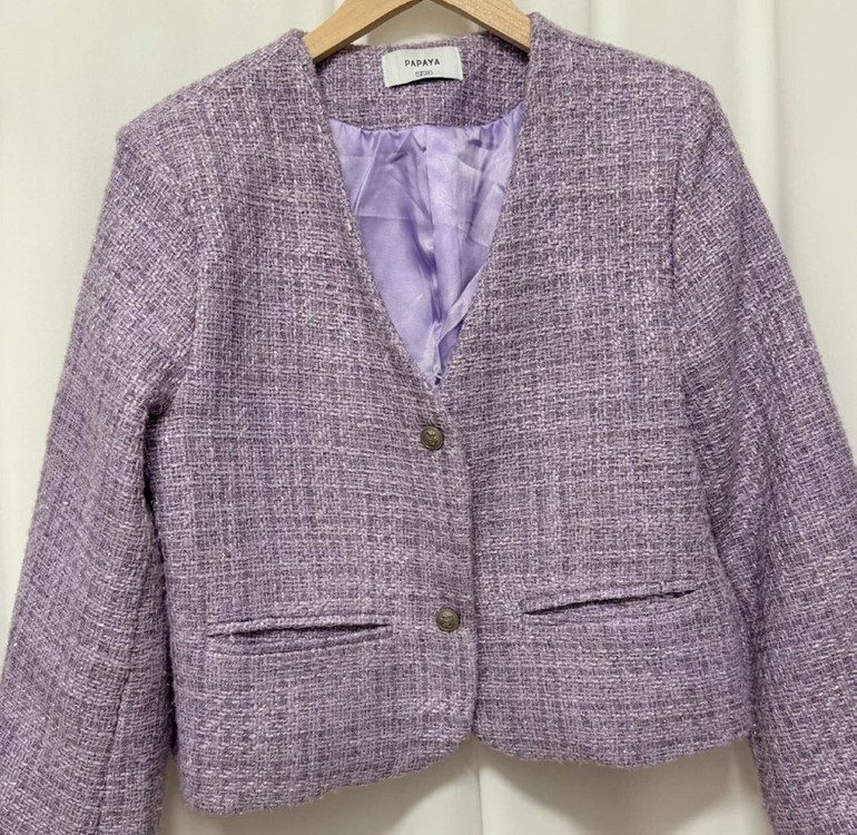파파야 퍼플 트위드 자켓 이미지
