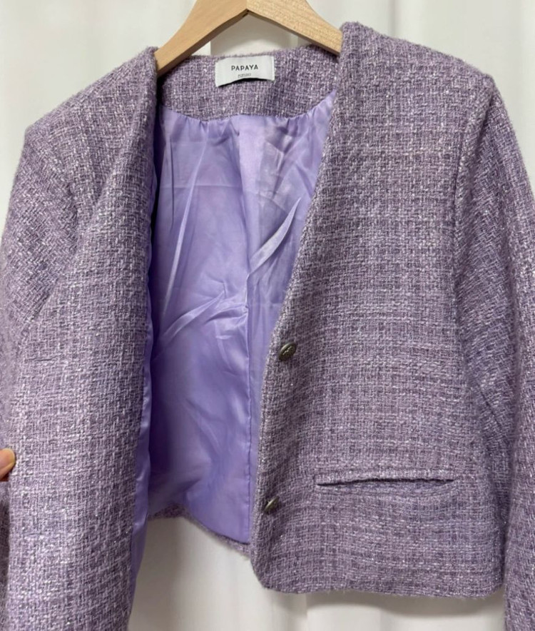 파파야 퍼플 트위드 자켓 이미지