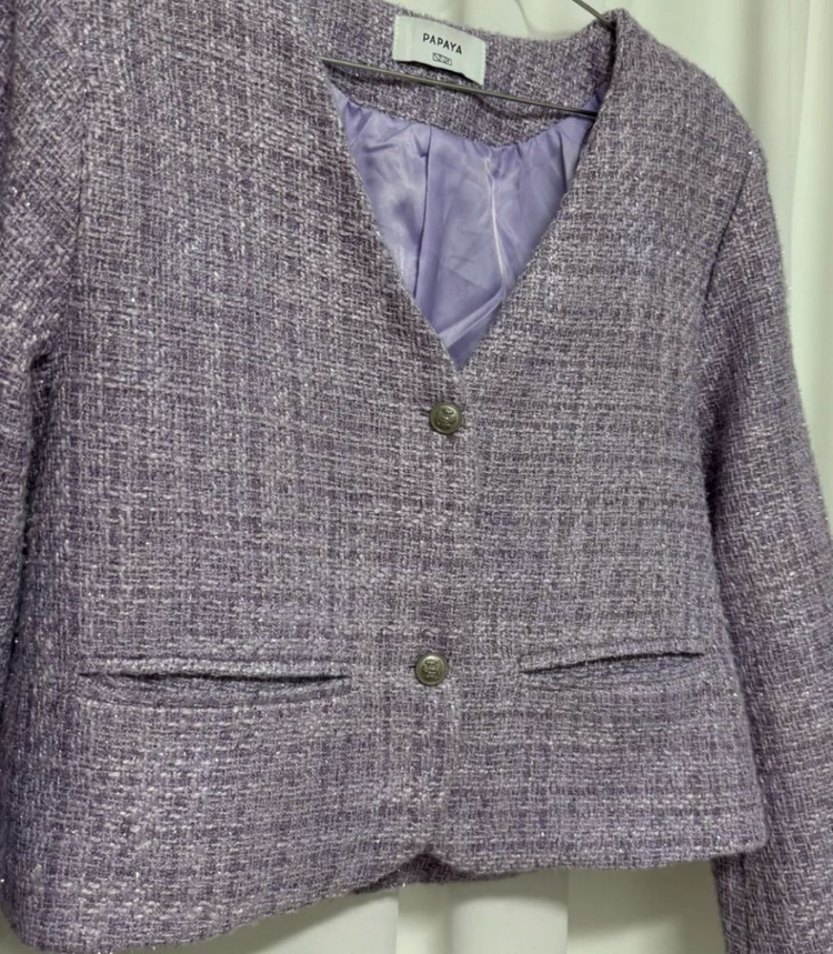 파파야 퍼플 트위드 자켓 이미지