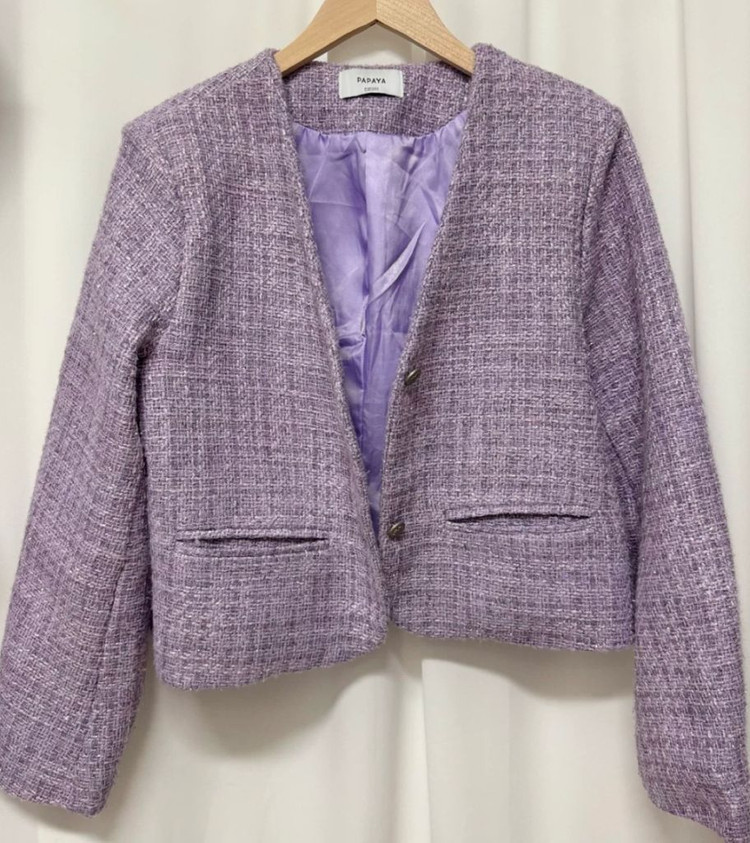 파파야 퍼플 트위드 자켓 이미지