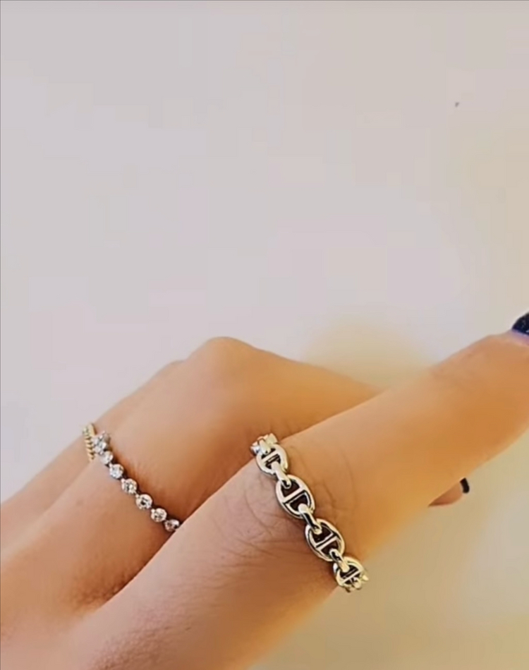 [새제품] 14k 랩다이아 이터니티링 반지 가드링 화이트골드 이미지