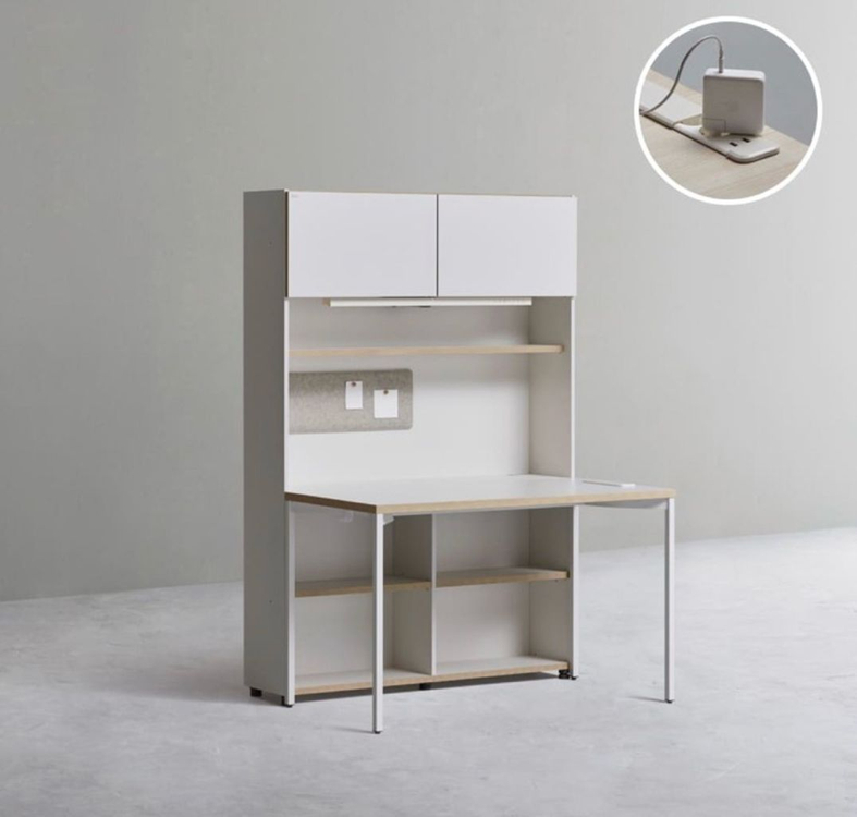 데스커 1200폭 5단 (도어, 스탠드, 콘센트 풀옵션), 컴프프로 Y513 의자 이미지