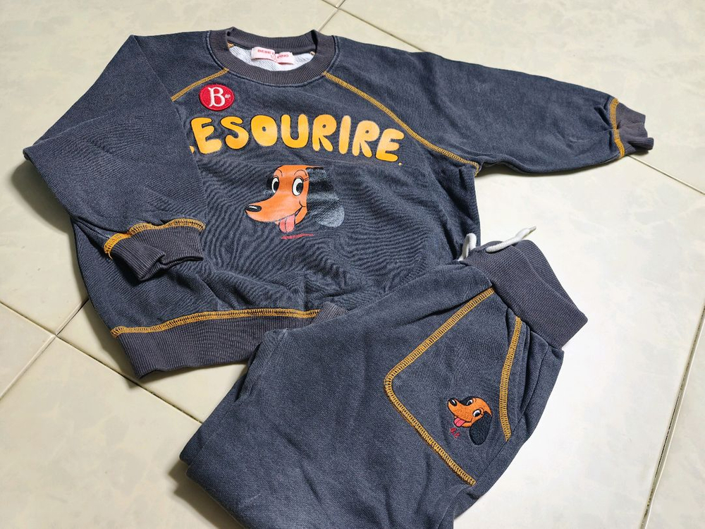 베베드피노 꽁뜨 피그먼트 맨투맨 셋업 키즈100 이미지