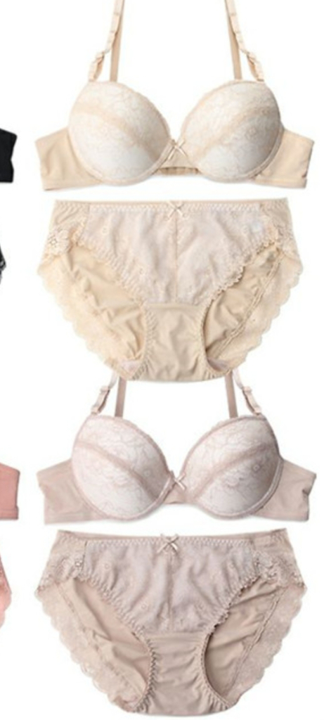 스킨 레이스 노와이어 브래지어 75AB 레이스 팬티 90S 이미지