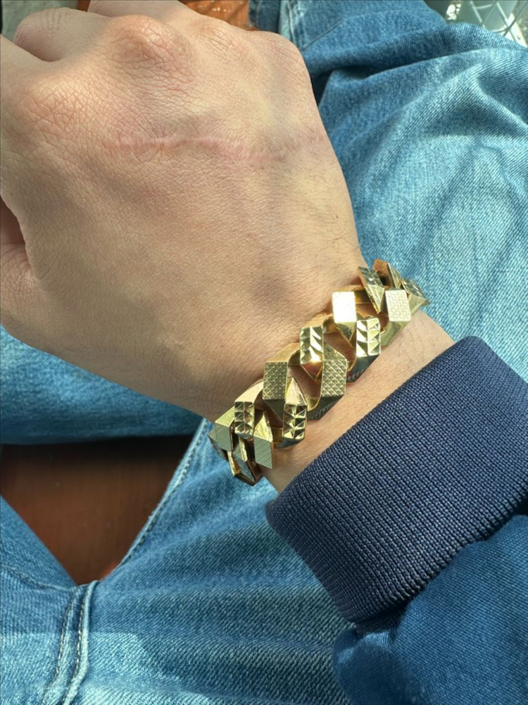 18k 남자 팔각 양면 광폭팔찌 22.2돈 이미지
