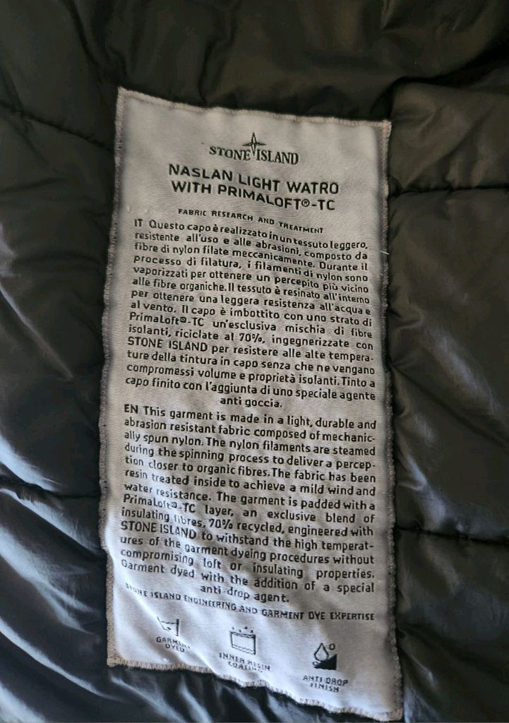 스톤아일랜드/NASLAN LIGHT프리마로프트 패딩/블랙/M 이미지