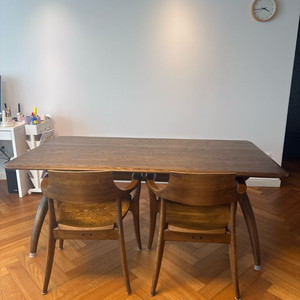 오츠카 원목 식탁 세트 (식탁 1개, 의자 2개) 이미지