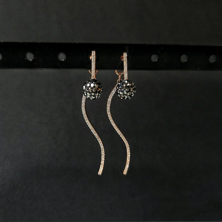 새상품, 선물박스포장]블랙 스와로브스키스톤 볼 드롭 귀걸이/목걸이 반지 팔찌 진주 샤넬 14k 18k 반클리프 디올 이미지