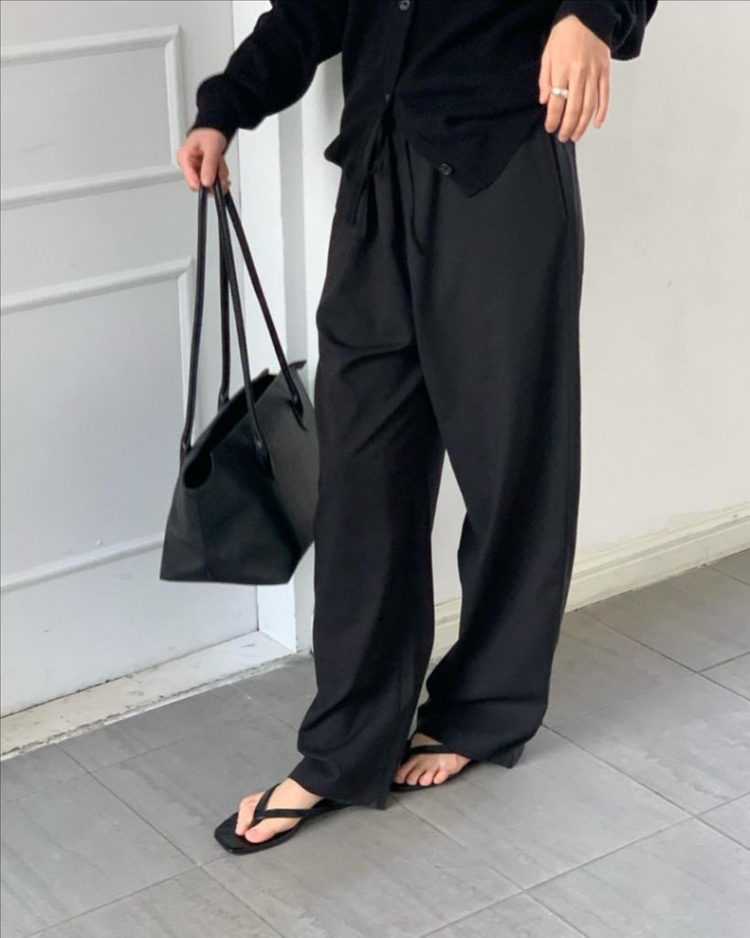 오브젝트 밴딩 팬츠 블랙 새상품 이미지