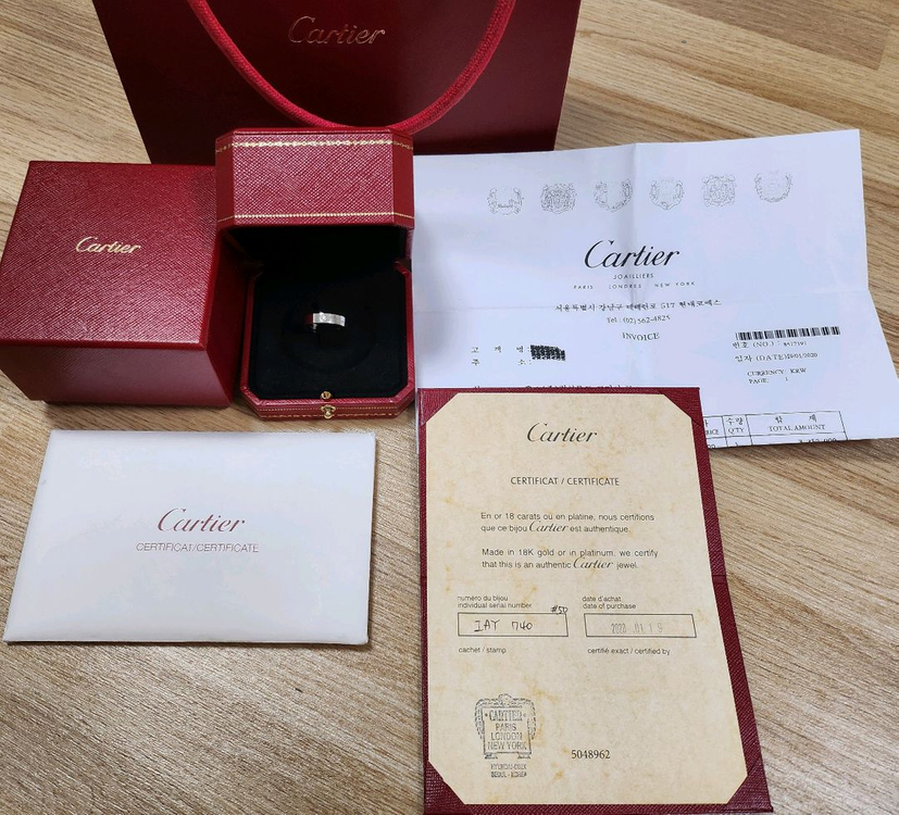 정품 까르띠에 c드 1p다이아 링.반지 50호pt플래티넘 4미리 이미지