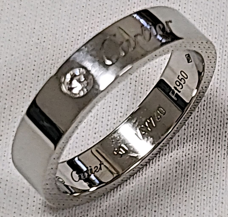 정품 까르띠에 c드 1p다이아 링.반지 50호pt플래티넘 4미리 이미지