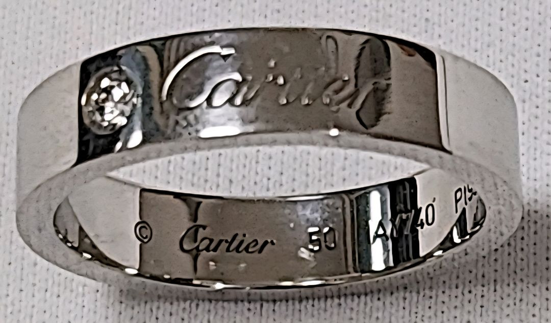 정품 까르띠에 c드 1p다이아 링.반지 50호pt플래티넘 4미리 이미지
