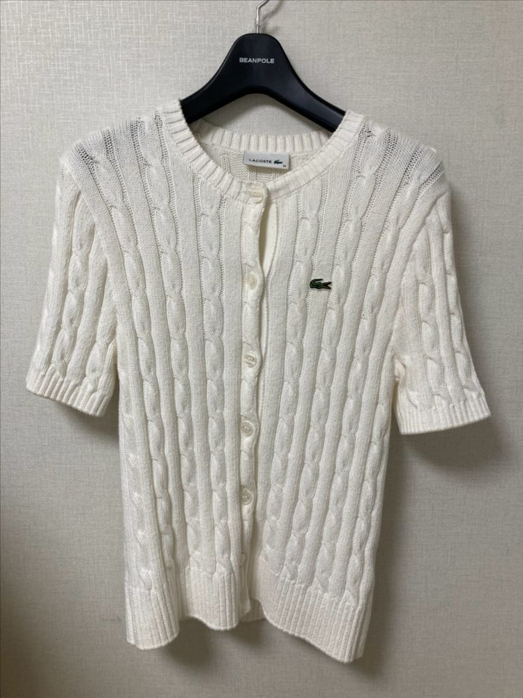 라코스테 케이블 니트 반팔 가디건 이미지