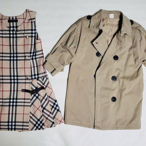 버버리 키즈 체크 원피스 & 트렌치 코트(착샷O) 이미지