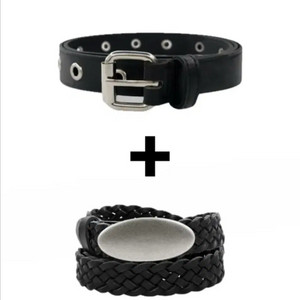 시그니처 아일렛 벨트 + mmlg 레더 위빙 벨트 이미지