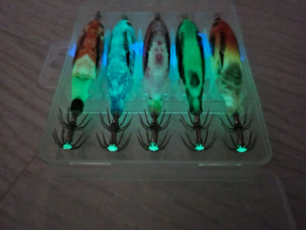 형광 야광 쭈꾸미 갑오징어 에기 5개 세트 쭈갑 루어 이미지