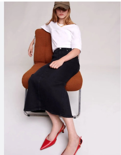 마쥬 MAJE 흑청 슬릿 데님 스커트 44사이즈 정품 이미지