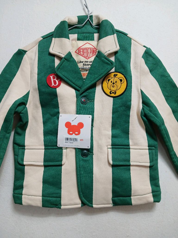 베베드피노 키즈 그린 스트라이프 자켓 사이즈 100 이미지