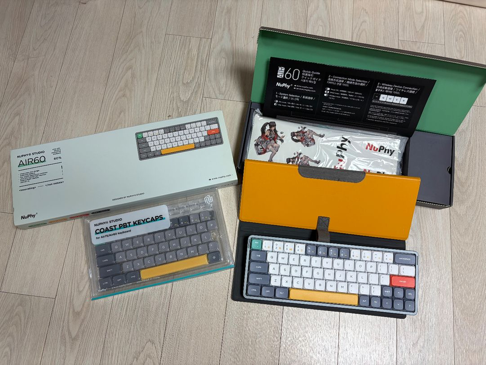 (풀박스) nuphy Air60 갈축 무선 기계식 키보드 + 케이스 + 추가키캡 이미지