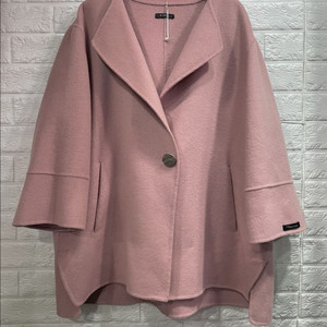 새상품)핸드메이드 핑크 여성울숏코트100 모직하프반코트 77.88 하객룩 이미지