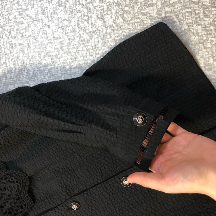 제평 블루밍 22년 시어서커 지지미 레이스 카라 블라우스 셔츠 하객룩 타임스탈 이미지