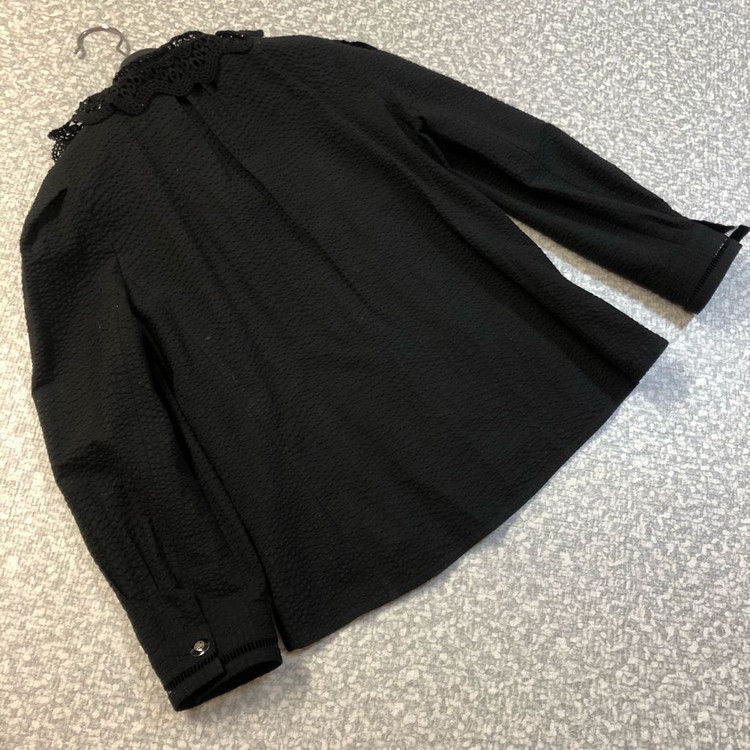 제평 블루밍 22년 시어서커 지지미 레이스 카라 블라우스 셔츠 하객룩 타임스탈 이미지