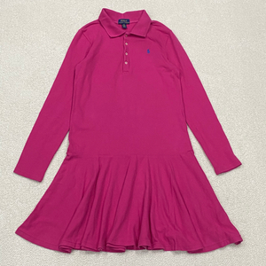 (정품) 폴로 신형 걸즈 핑크 피케 긴팔 원피스 L 12-14세 이미지