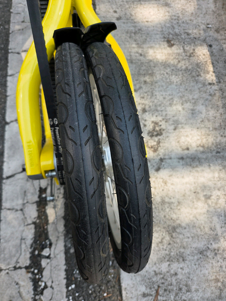 (새제품급)스트라이다 접이식 자전거 형광 옐로우 + 스트라이다 가방 이미지