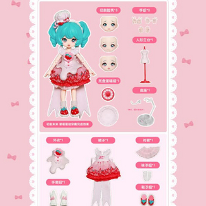 [블로키] 하츠네 미쿠 딸기 케이크 피규어(한정판) 이미지