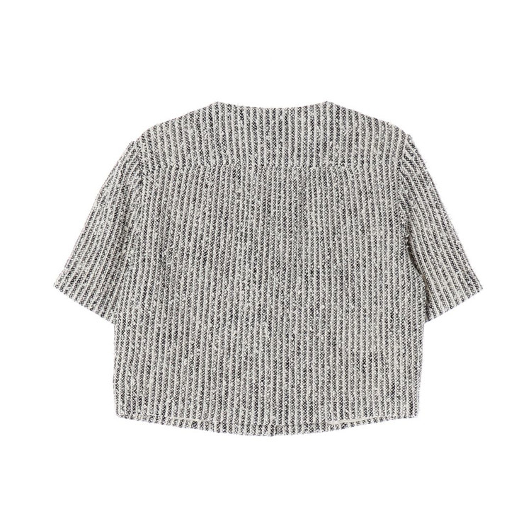 타임 23SS 라운드 반팔 트위드 자켓 크롭 재킷 블랙 화이트 S 이미지