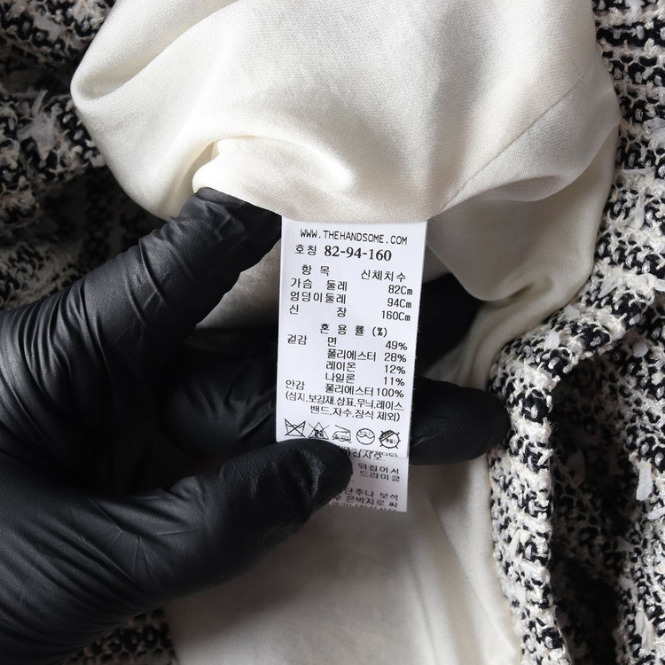 타임 23SS 라운드 반팔 트위드 자켓 크롭 재킷 블랙 화이트 S 이미지