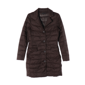 시슬리 패딩 코트 오픈 카라 재킷 브라운 이미지