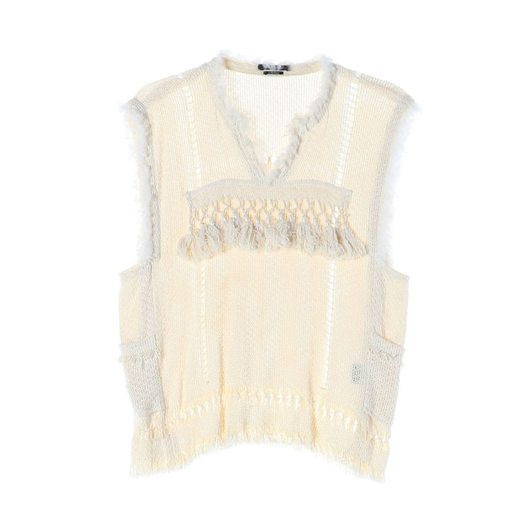 이자벨마랑 프린지 니트 조끼 베스트 크림 이미지