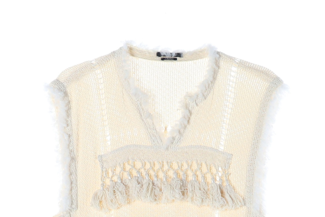 이자벨마랑 프린지 니트 조끼 베스트 크림 이미지