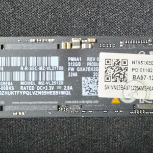 상태좋은 삼성 PM9A1 512GB NVMe M.2 SSD 이미지